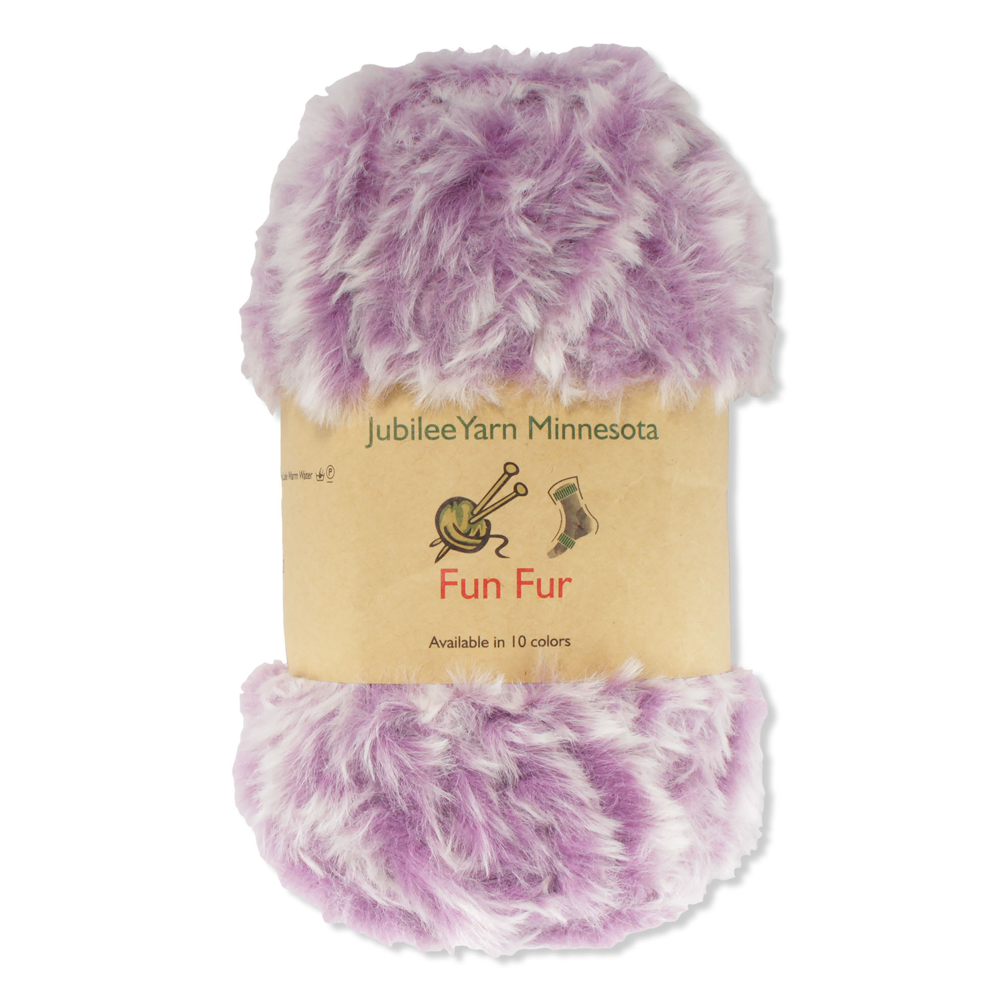 JubileeYarn Chunky Fluffy Faux Fur Eyelash Yarn - 100% Polyester -  100g/Skein - 2 Skeins - Lavendar and White
